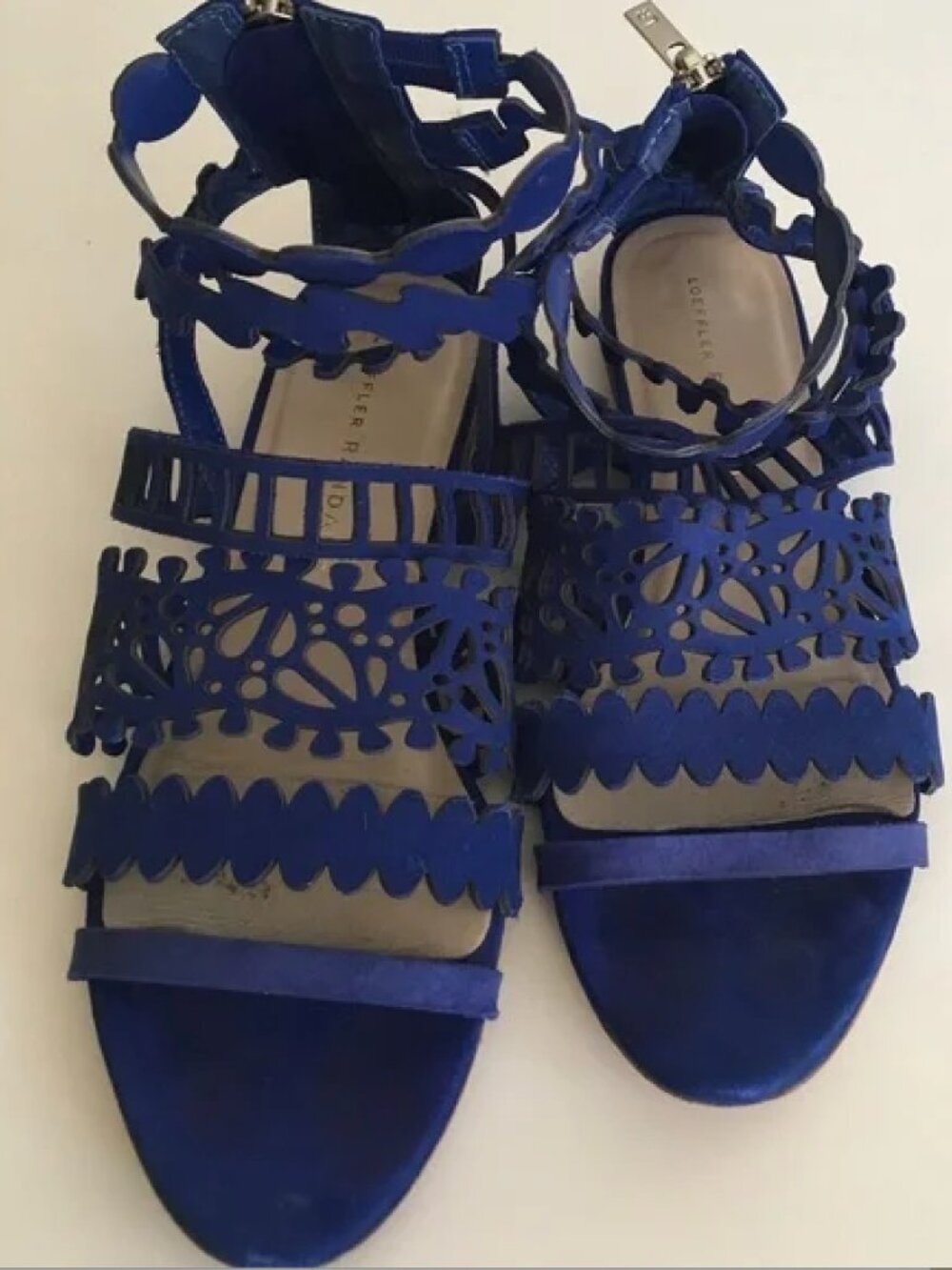 LOEFFLER RANDALL Blue SUEDE Gladiator Sandals with back zipper Size 7